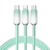 Cable de Datos Trenzado de Cristal de Hielo de 120W Tres en Uno Adecuado para Apple Huawei Tipo-C Carga Rápida Uno a Tres Carga de Teléfono Móvil