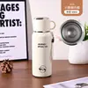 Tapa Simple para Taza de Té, Taza Térmica de Acero Inoxidable 316, Vaso de Agua Portátil de Doble Propósito, Vaso Doble para Beber con Correa y Popote