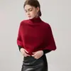 Xale Feminino Pesado Jacquard de Caxemira Espessado com Gola Meia-Alta Xale Cachecol Quente Vermelho Feminino