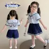 Conjunto de Verano a la Moda Estilo Preppy para Niñas, Conjunto de Dos Piezas Casual con Camiseta de Manga Corta y Shorts para Bebés