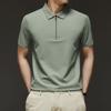 Camisa Polo Masculina Manga Curta Verão Fina Zíper Lar Homens de Meia-idade e Jovens Camiseta Manga Meia-manga Cor Sólida Camiseta Manga Curta Masculina