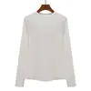 Camiseta base de forro polar para mujer 2026 nuevo estilo otoño e invierno, engrosada y cálida, cuello redondo, top base cepillado de cintura alta