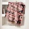 Bufanda de Borlas Cálida Geométrica Estilo Lujo Ligero Transfronterizo Otoño/Invierno para Mujer Chal Jacquard de Doble Cara Falso Cachemir Hebilla de Caballo