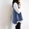 Chaleco Tejido de Nuevo Estilo Azul Neblina para Primavera y Otoño para Mujer, Chaqueta Elegante y Juvenil, Chaleco Artístico de Cuello Redondo, Ropa Casual para Mujer