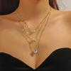 Collar de circonita de corazón versátil avanzado de nicho de lujo ligero con incrustaciones en capas de estrella de cinco puntas transfronterizo europeo y americano