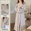 Pijama de Tecido de Algodão Imitado Estilo Japonês de Alta Qualidade para Mulheres, Novo Roupa de Dormir para Primavera e Verão, Roupa de Casa, Roupão que Pode Ser Usado Fora