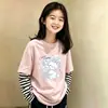 Camiseta de manga larga de dos piezas de imitación para niñas 2026 primavera/otoño elegante camiseta básica de algodón puro para niños mayores