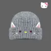 Bonito Gorro de Punto con Orejas de Gato para Mujer, Nuevo Estilo Otoño/Invierno 2026, Engrosado para Calor, Hace que la Cara se Vea Más Pequeña, Circunferencia de Cabeza Grande