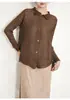 Nova Camisa Plissada para Mulheres, Solta, Justa, Versátil, de Alta Qualidade, Estilo Preguiçoso, Blusa de Manga Longa, Cardigã, Roupa Leve para Proteção Solar