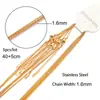 Cadena para Clavícula de Acero Inoxidable Chapado en Oro al Vacío en Horno de 18K Cadena Redonda de Serpiente para Mujer 40+5 Cadena Plana de Cruz de Acero de Titanio