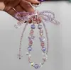 Lanyard de Teléfono con Lazo de Perlas Amatista Ahumada de Nuevo Estilo para Navidad, Correa Corta para Muñeca, Correa para Bolso, Llavero