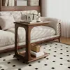 Mesa auxiliar móvil para sala de estar, mesa lateral para sofá, mesa de esquina estilo mid-century, mesita de noche para dormitorio, mesa pequeña de madera maciza