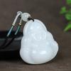 Suministro de transmisión en vivo Xinjiang Golden Jade colgante de marca de seguridad oveja grasa jade blanco hebilla de seguridad colgante Guanyin Buda collar