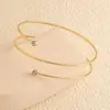Pulsera de Metal Minimalista Lineal Europea y Americana Transfronteriza con Diamantes, Brazalete Abierto, Joyería Versátil de Moda, Suministro Transfronterizo