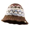 Gorro de Punto Estilo Fair Isle para Mujer, Nuevo Sombrero Cubo Vintage Otoño e Invierno, Circunferencia de Cabeza Grande, Cálido Sombrero de Pescador de Lana, Moderno y Versátil