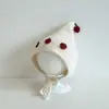 Gorro de Bebé Otoño e Invierno Gorro de Punto Grueso Cálido para Bebés y Niños Pequeños, Estilo Coreano Fresa Princesa Gorro de Punto con Puntiagudo para Protección de Orejas