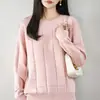 Nuevo Suéter de Punto Grueso de Algodón Puro Siete Puntos Cuello Redondo Manga Larga Cuadros Holgado Pulóver Camisa Base Otoño/Invierno 2026