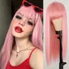 Peruca mais vendida internacionalmente para mulheres AliExpress cabelo longo cabelo liso longo cobertura completa natural da cabeça peruca com franja reta preta cobertura para cabelo