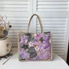 Bolsa de mão bordada estilo chinês 2026 para mulheres, bolsa tote com design único, bolsa de palha de grande capacidade, bolsa feminina de alto padrão com lantejoulas