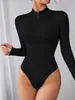 Moda Inverno 2026 Europeia e Americana Transfronteiriça Novo Estilo Feminino Fashionável Esportivo Zíper Cor Sólida Roupa Exterior Gola Alta Macacão Emagrecedor