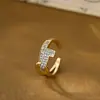 Anillo Abierto de Dos Tonos Electroplateado de Moda Estilo Coreano y Japonés para Mujer, Lujo Ligero, Gama Alta, Anillo Único y Elegante