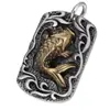 Collar Colgante de Pez Koi de Año Nuevo para Hombres y Mujeres Chapado en Plata Moda Vintage Personalidad Etiqueta Pequeña Colgante con Grabado