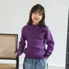 Suéter Básico de Lana Pura Gruesa Estilo Universitario para Niños y Niñas, Nuevo para Otoño e Invierno, Holgado, Sencillo, Color Sólido, para Niños Medianos y Grandes