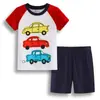 Versão coreana transfronteiriça de pijama de seda gelada de manga curta de verão para crianças Conjunto de roupas para casa de bebê atacado de comércio exterior dinossauro elefante