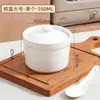 Olla de cerámica blanca pura para guisos con tapa, recipiente impermeable para cocinar huevos al vapor, olla de sopa para el hogar, olla para nido de pájaro, apta para microondas y horno, olla pequeña para guisos
