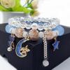 Estilo coreano calcedônia joias pulseira feminina pipoca pedra cristal pérola anel sereia cauda pingente pulseira namoradas joias moda