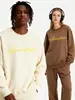 Moletom de Algodão Pesado para Casais, Corte Amplo, Gola Redonda, Pulôver sem Capuz, Versátil, Quente, Blusa Estampada para Outono e Inverno