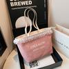 2025 Estilo Coreano Verano Nuevo Popular Bolso Portátil de Hombro Único Tipo Axila Encaje Femenino Dulce Bolso Balde de Gran Capacidad para Mujer