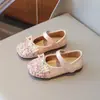Novedad Primavera y Otoño 2025 Zapatos Individuales de Cristal de Moda y Versátiles para Niña Suela Suave Brillo de Pedrería Zapatos Individuales Casuales