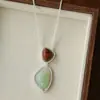 Colar Geométrico Color Block em Pedra Natural Estilo Ins Europeu e Americano para Mulheres, Corrente de Pescoço Versátil e Elegante