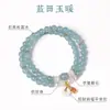 Pulsera de Doble Círculo Rosa Rosa Nueva Estilo Chino de Alta Gama con Diseño Exquisito, Joyería de Lujo Ligero para Mujer de Productos Culturales y Creativos de la Montaña Wutai