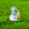 Conejo creativo que brilla en la oscuridad, decoración DIY de paisaje en miniatura, pequeñas manualidades de resina para escritorios e interiores de automóviles