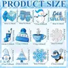 Conjunto de 12 Peças de Enfeites de Madeira Pendentes de Floco de Neve, Boneco de Neve e Gnomo de Inverno para Árvore de Natal, Decorações de Inverno Penduradas Realistas