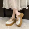 Grulla Blanca de Almohada 2026 Verano Nuevo Modelo Punta Cerrada Suela Gruesa Súper Popular Hada Perlada Mary Janes Medias Zapatillas para Uso en Exteriores