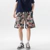Verão 2025 Novo Shorts Masculinos da Moda Bordado Pesado Floral Tamanho Grande Masculino Solto Estiloso Calças Casuais de Cinco Pontos