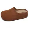 Sandálias Plataforma Birkenstock de Couro Genuíno Gu Yun para Mulheres, Nova Coleção Outono/Inverno 2026, Forradas com Lã, de Calçar, Sandálias Fechadas