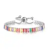 Pulsera de Tenis con Diamantes Negros de Zirconia Completos Hip-Hop Transfronteriza para Hombres y Mujeres, Pulseras Redondas y Rectangulares, Venta al por Mayor Caliente Transfronteriza