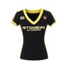 Bebê Futebol ~ Top de Manga Curta com Decote V Estilo Spice Girls Retrô de Verão 2025 Novo Camiseta Slimming com Estampa de Letras na Cintura