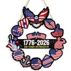 Decoração de Guirlanda para Pendurar em Porta de Madeira para o Dia da Independência Americana 2026 Transfronteiriça Placa de Boas-vindas com Bandeira Nacional Patriótica Ornamento de Festival