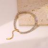 Moda Coreana Nuevo Brazalete de Zirconia Incrustada para Mujer Simple Dos Filas Versátil Personalizado Creativo Acero Titanio Joyería de Mano al Por Mayor