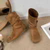 Botines retro estilo Birkenstock para mujer con tacón oculto, nueva colección otoño 2026, con hebilla de cinturón, diseño apilado estilo Western y punta redonda, botines de moda