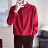 Camisa Masculina Manga Longa Estilo Coreano 2025 Primavera/Outono Gola Meia-Alta Solta Versátil Design de Botões Personalidade Descolada e Rebelde Tendência