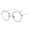 Lentes Anti-Luz Azul Montura de Metal Retro Literarios y Artísticos Elegantes Montura Redonda Espejo Plano Gafas Protectoras contra la Radiación con Lentes para Miopía