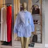 Moda Transfronteriza Europea y Americana para Mujer Verano 2026 Nuevo Elegante y Estilizado Vestido Camisa de Manga Larga Irregular con Cuello y Botones