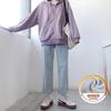 Jeans retos forrados de lã para mulheres Hong Kong Sabor cintura alta Slim Look Emagrecimento Preto Cinza Perna Larga Solto Na moda Calças femininas