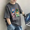 Camiseta de Manga Corta para Niños Verano 2026 Nuevo Estilo para Niños Mayores, Top Delgado de Dibujos Animados Fresco y Moderno para Niños